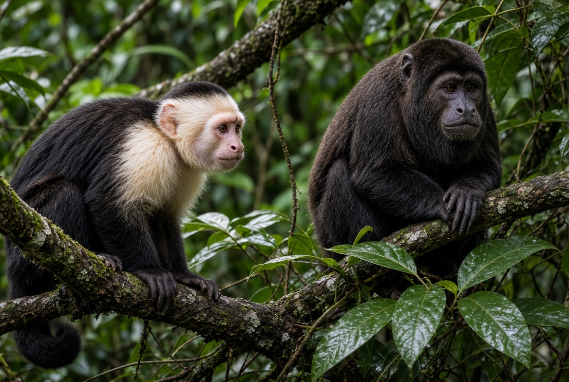 White-faced and howler monkeys